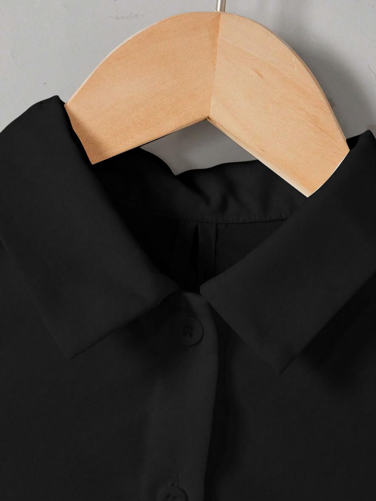 Verdusa Girl's Button Front Bow Back Sleeveless Blouse Black Size 9 Years
