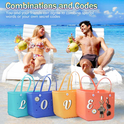 MISHANIER 4 Pcs Alphabet Charms for Bogg Bag Accessories Decorative Insert