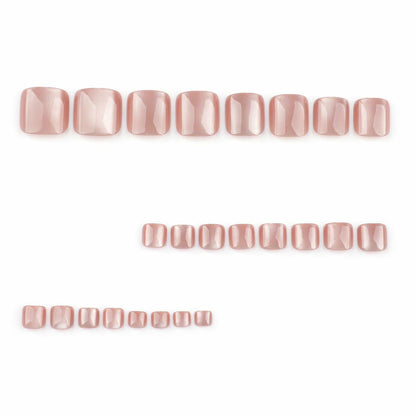 YOJIATOP Cat Eye Press On Toenails 24pcs Light Brown Square Plastic