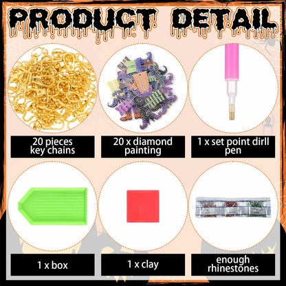 Remuuly Halloween 5D Diamond Art Elf Legs Keychains Double Sided 20 Pcs