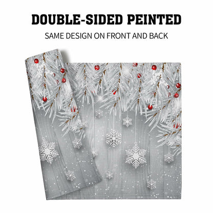 Giwawa Winter Snowflakes Placemats Set of 4 12x18 Silver Red Linen