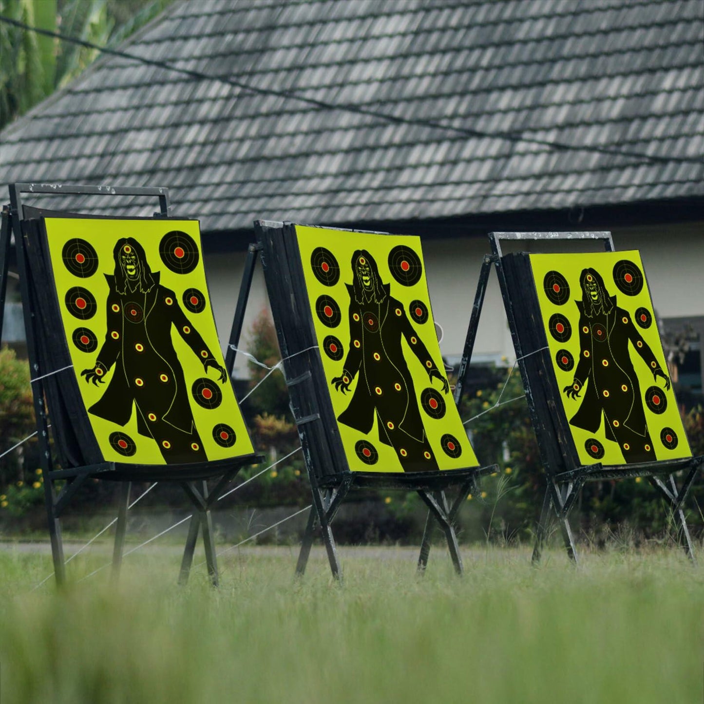 WEIMIKE Shooting Targets 12x18in Splatter Silhouette Paper Black Yellow Red