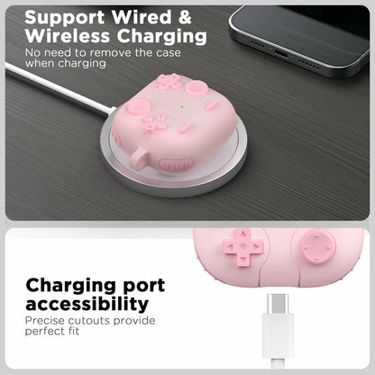 OFELUMTIZE AirPods 4th Gen Case Cover Dark Grey Silicone Game Console