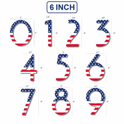 Metal House Number 8 with American Flag 6 Inch Rust-Proof Durable