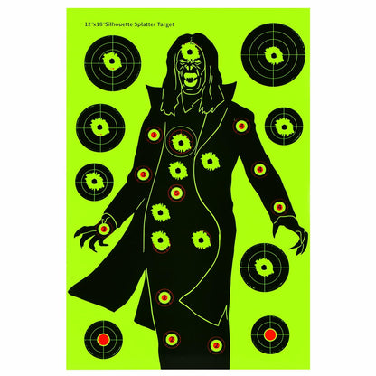 WEIMIKE Shooting Targets 12x18in Splatter Silhouette Paper Black Yellow Red