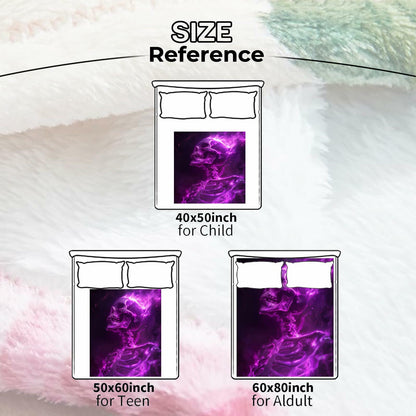 amepay Purple Skull Plush Flannel Throw Blanket 60x50 Inch