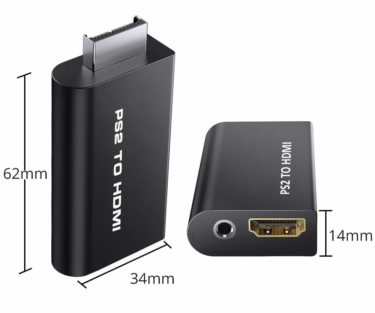 sartyee PS2 to HDMI Adapter Converter with 3.5mm Audio Cable Black
