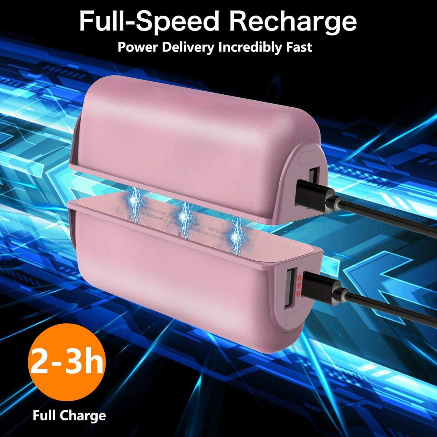 Rechargeable Hand Warmers 2 Pack 10000mAh Magnetic 3-Level Pink Power Bank