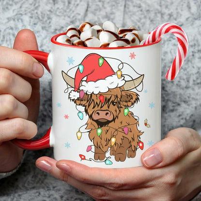 Hyturtle Highland Cow Coffee Mug 11oz Ceramic Christmas Color Xmas