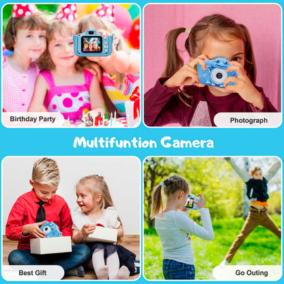 iMisH Kids Camera 1080p Video 1000mAh Battery 32GB TF Card Shockproof Blue