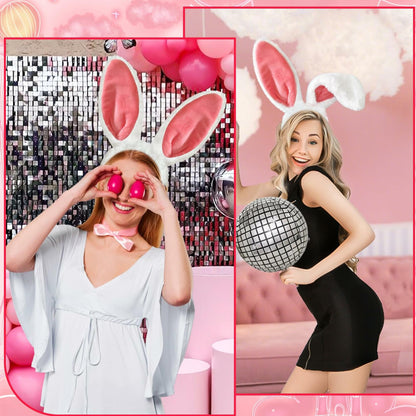 IGMaryBox 2PCS Bunny Ears Headband Plush Hairbands Pink 1 count