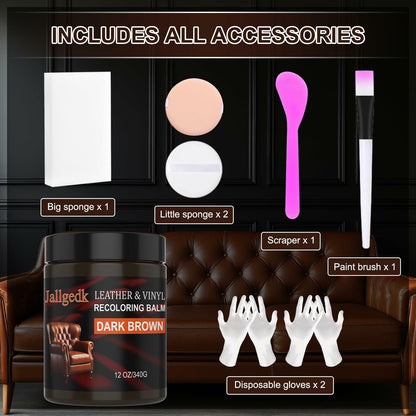 Jallgedk Leather Recoloring Balm Leather Repair Kit for Furniture Couch