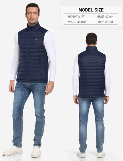 MoFiz Men's Puffer Vest Jacket Windbreak Zipper Sleeveless Navy Size 3X-Large