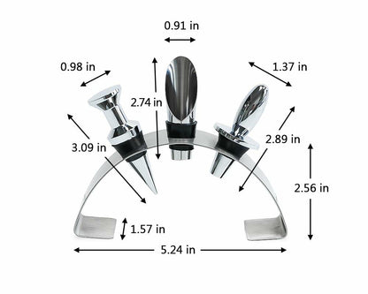 Lutong Brass Wine Bottle Stopper Set with Stainless Steel Pourer & Stand 4pcs