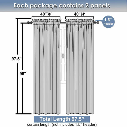 OVZME Green Curtains 40x96in 2 Panels Light Filtering Faux Linen Set