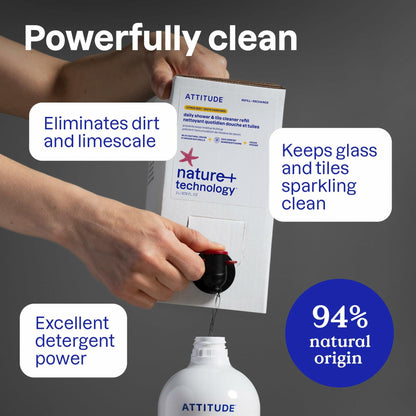 ATTITUDE Shower & Tile Cleaner Citrus Zest, EWG Verified, 27.1 Fl Oz
