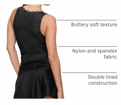 SAUNGKUAI Women's Sexy V Neck Sleeveless Lace Floral Top NavyBlue Size XXL