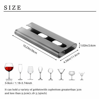 Vaisoeny 4Pack Wine Glass Holder Under Cabinet Stemware Rack Grey