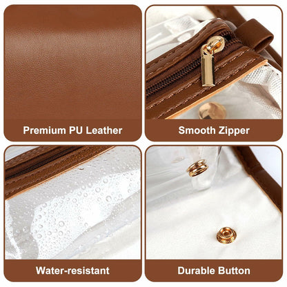 voioe Travel Makeup Organizer Bag Foldable Toiletry Large Capacity Brown