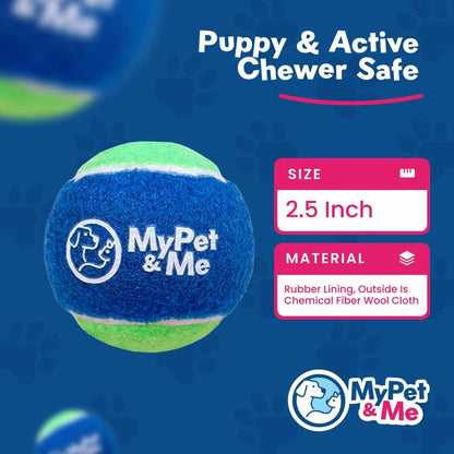 My Pet & Me Dog Tennis Balls 2.5-Inch Soft Lightweight Indoor Outdoor 4 Pack