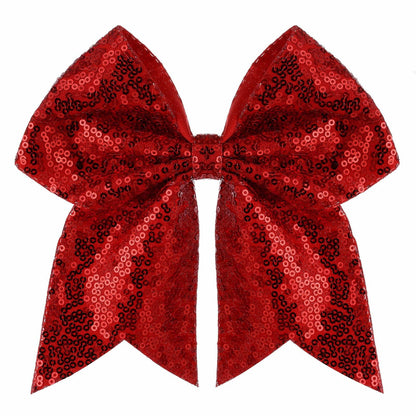 ZOLYCO Large 7" Glitter Cheer Bows Clips Hair Accessories Red 1Pcs