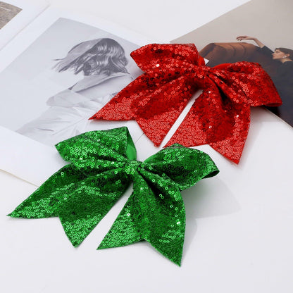 ZOLYCO Large 7" Glitter Cheer Bows Clips Hair Accessories Red 1Pcs