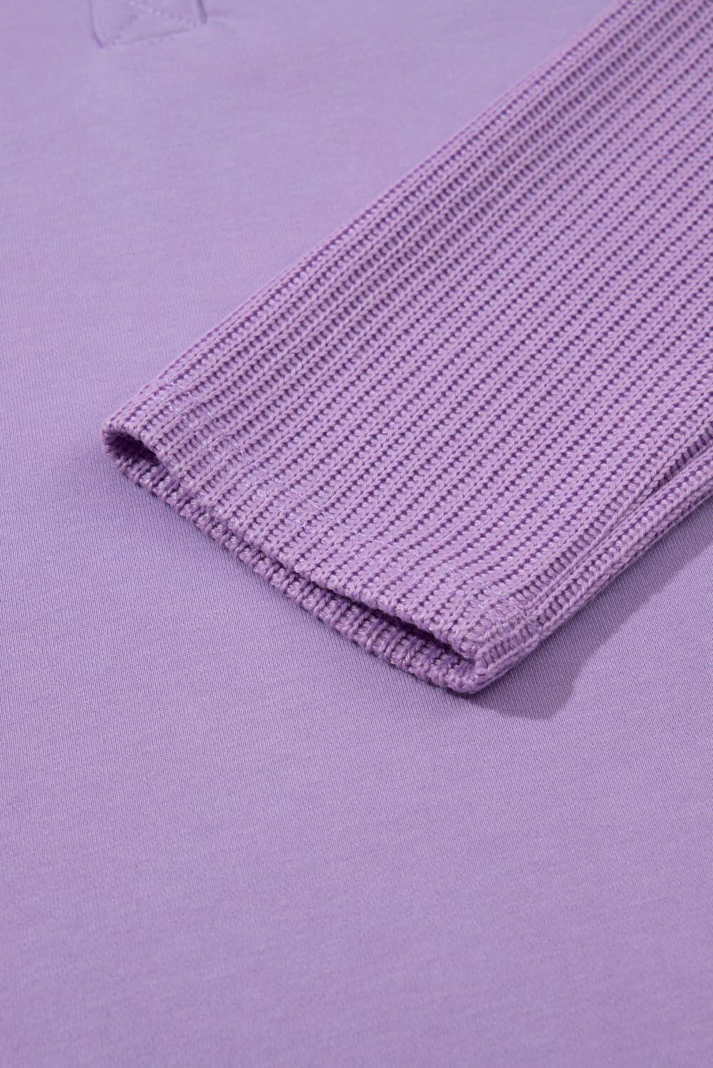 SHEWIN Women Oversized Button Up Sweatshirt Purple Size L