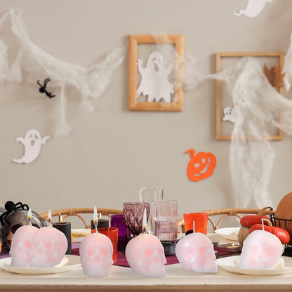 Nuanchu Halloween Skull Candles 6 Pack Large Pink Pastel Gothic Decor