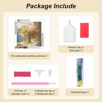 AMORARS 5D Diamond Painting Kit Flower DIY Art Deco Nature 12x12 Inch