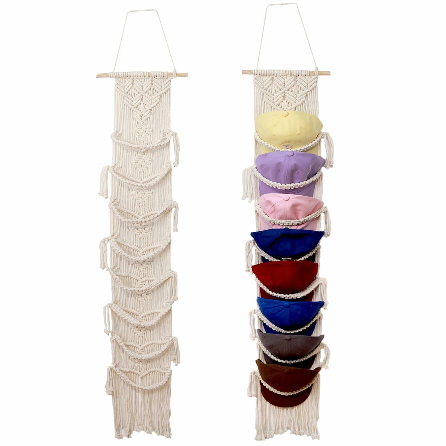 Hommtina Wall Mounted Hat Rack Organizer Brown 2 Pack Bohemian Style