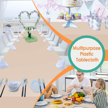 Kongdaoth Orange Disposable Plastic Tablecloths 54x108in 12 Pack