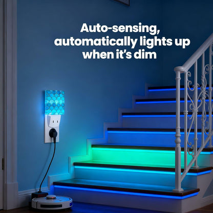 Caifujiqi Night Light Plug-in Dusk to Dawn Sensor LED White Plastic 110V