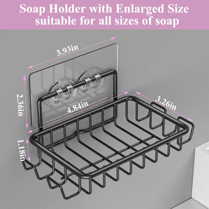Ailibuligo Adhesive Soap Bar Holder with Hooks Black 4 Pack Shower Wall