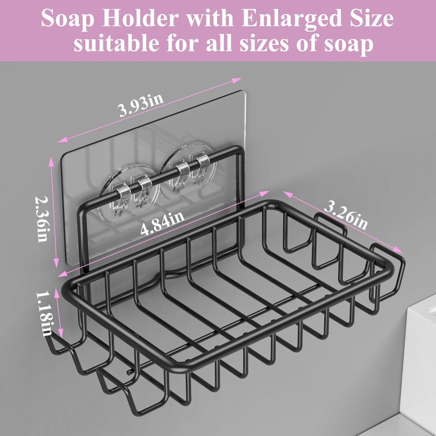 Ailibuligo Adhesive Soap Bar Holder with Hooks Black 4 Pack Shower Wall