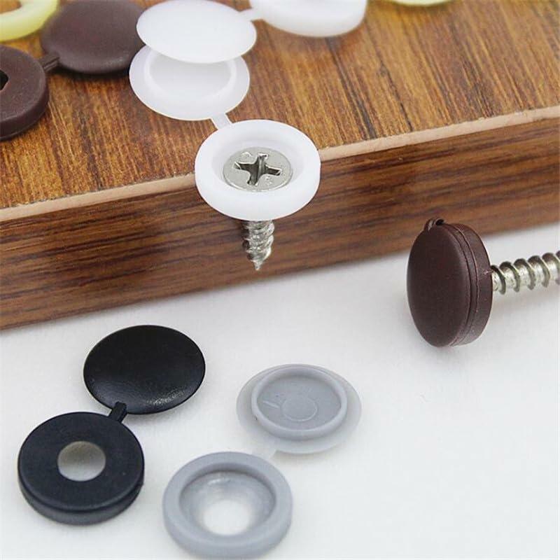 YDKOEDD 200pcs Plastic Hinged Screw Cover Caps Waterproof Black Large