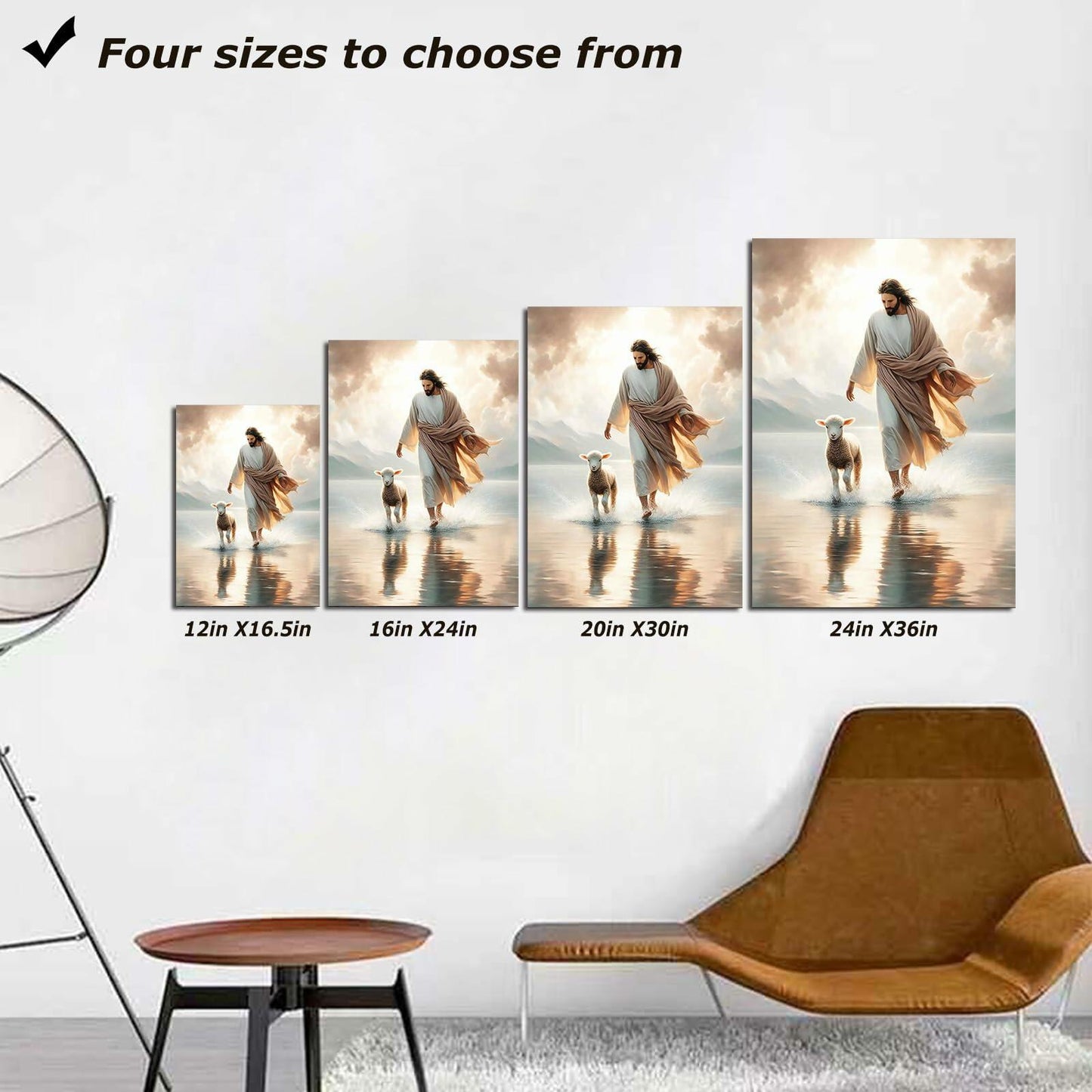 Generic Jesus and Lamb Canvas Wall Art Christian Poster 16x24in YS-5 Unframed