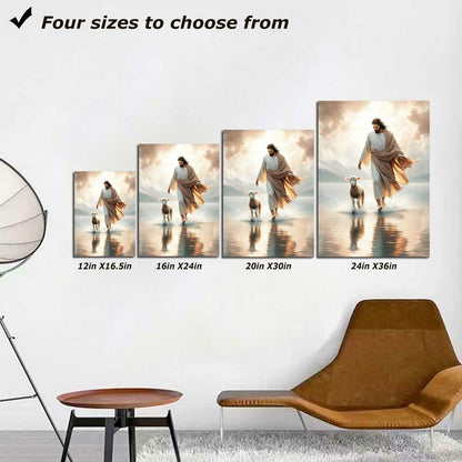 Generic Jesus and Lamb Canvas Wall Art Christian Poster 16x24in YS-5 Unframed