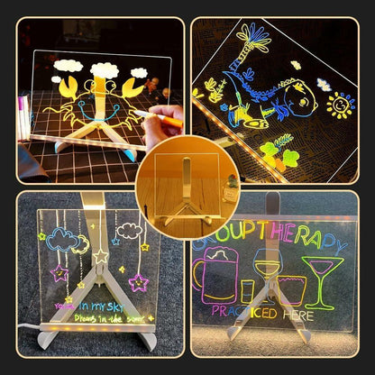 WESUN LED Note Board Acrylic Light Up Message Board 7 Pens 7.9x7.9"