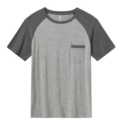 MoFiz Mens Sleepwear Pajama Set Lightweight Cotton Dark Gray Light Grey Size XL