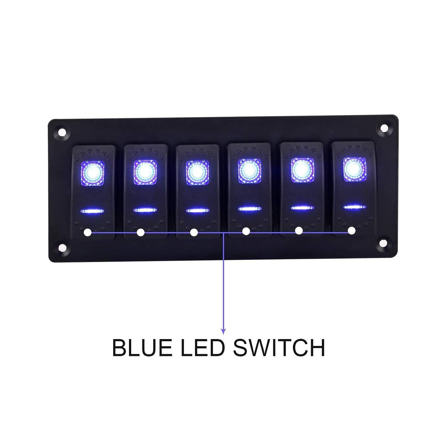 Garfour Marine 6 Gang 5 Pin Red LED Aluminum Rocker Switch Panel