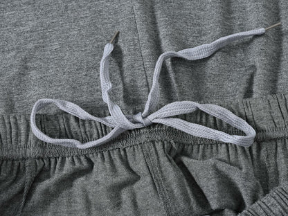 MoFiz Mens Sleepwear Pajama Set Lightweight Cotton Dark Gray Light Grey Size XL