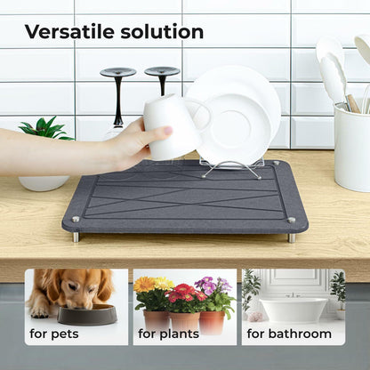 Zopanira Diatomaceous Earth Drying Stone Mat Gray 11.8x15.7 Kitchen Counter