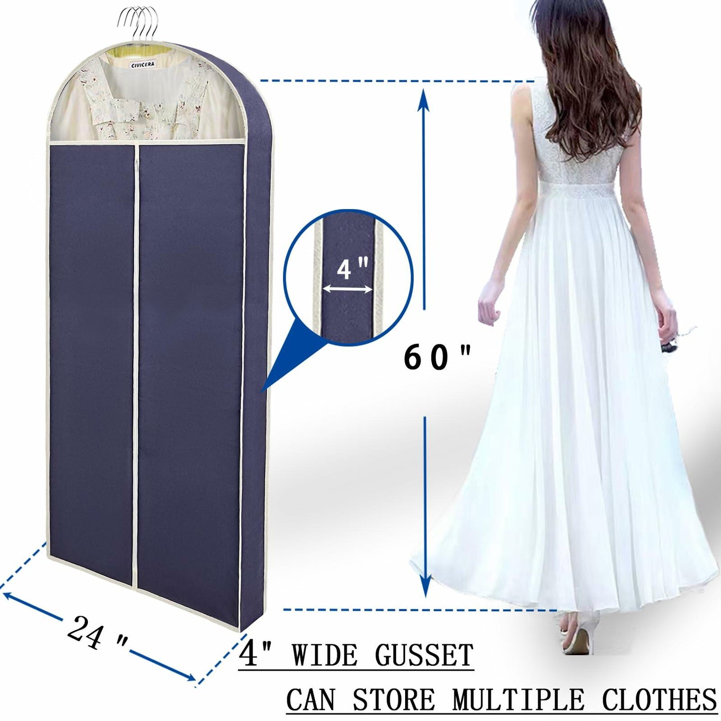 DYYHSDPU Garment Bags 3 Pack Suit Storage Hanging Clothes Black 50x24 Inch