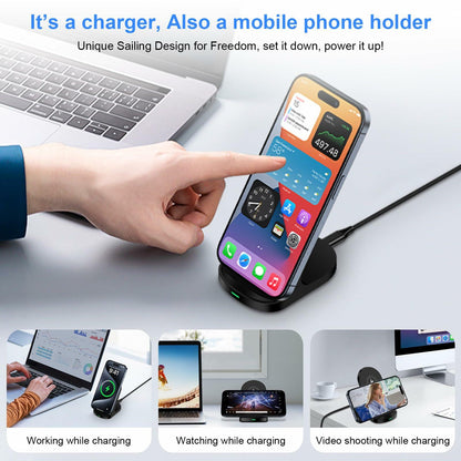 Sicodo Wireless Charger Stand 15W for Samsung S25 Ultra S24+ S23FE S22 S21 Black