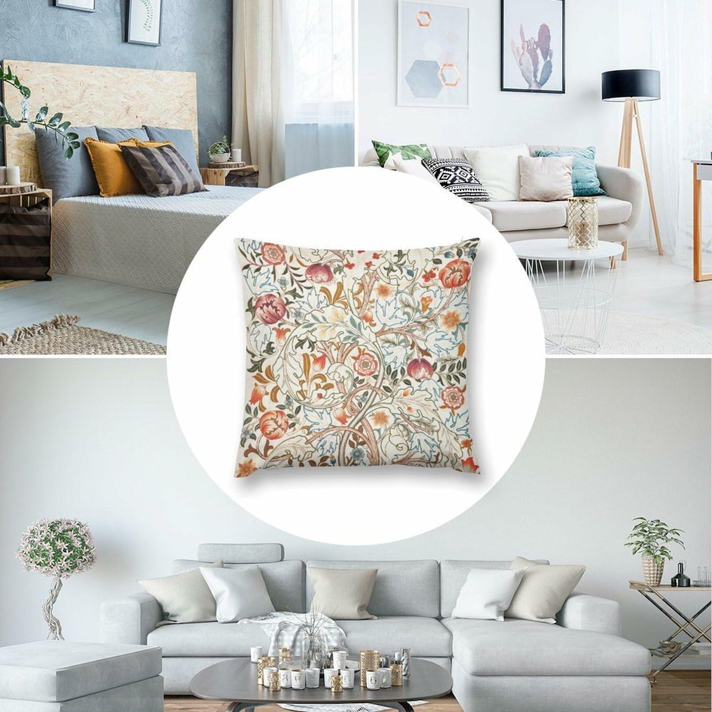 Yaemikoo William Morris Vintage Floral Throw Pillow Covers Set of 2 18x18