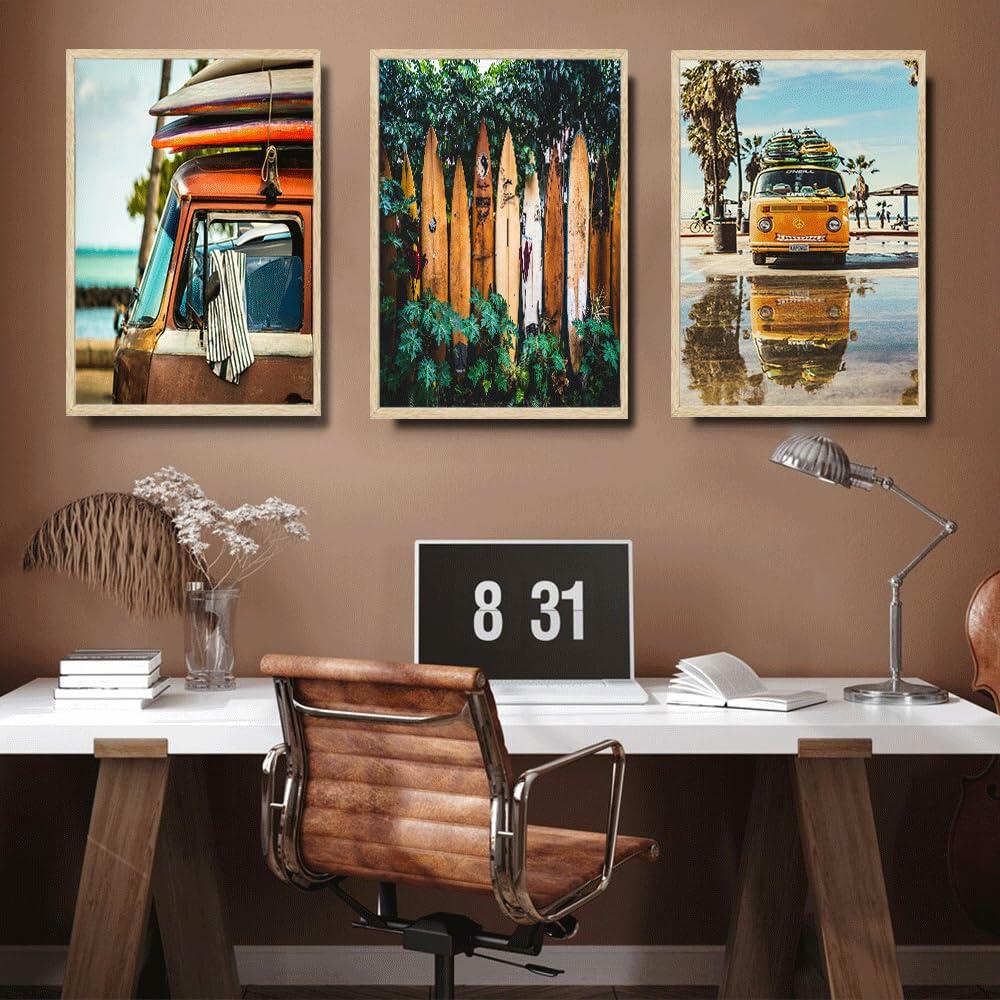 WYHLMTQ Bohemian Beach 3pcs Canvas Wall Art 12x16in Coastal Tropical