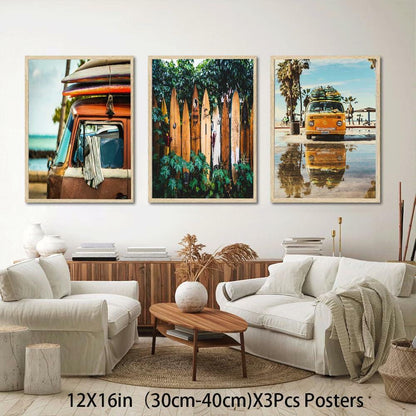 WYHLMTQ Bohemian Beach 3pcs Canvas Wall Art 12x16in Coastal Tropical