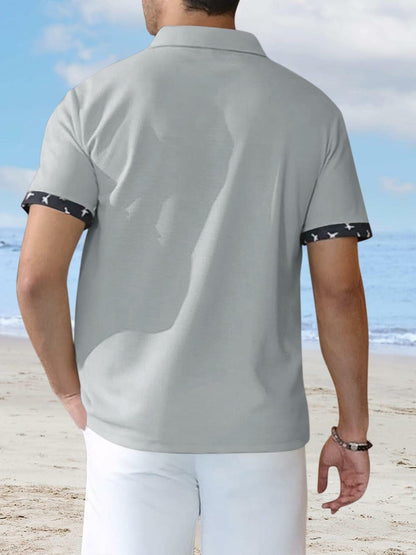 TRFIC Men's Casual Short Sleeve Button Down Shirt Grey Size 3X-Large