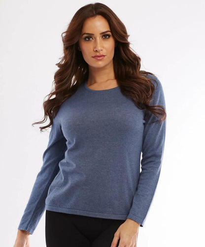 NILOUFO Women Long Sleeve Casual Tops Blouses Tunics Blue Size M