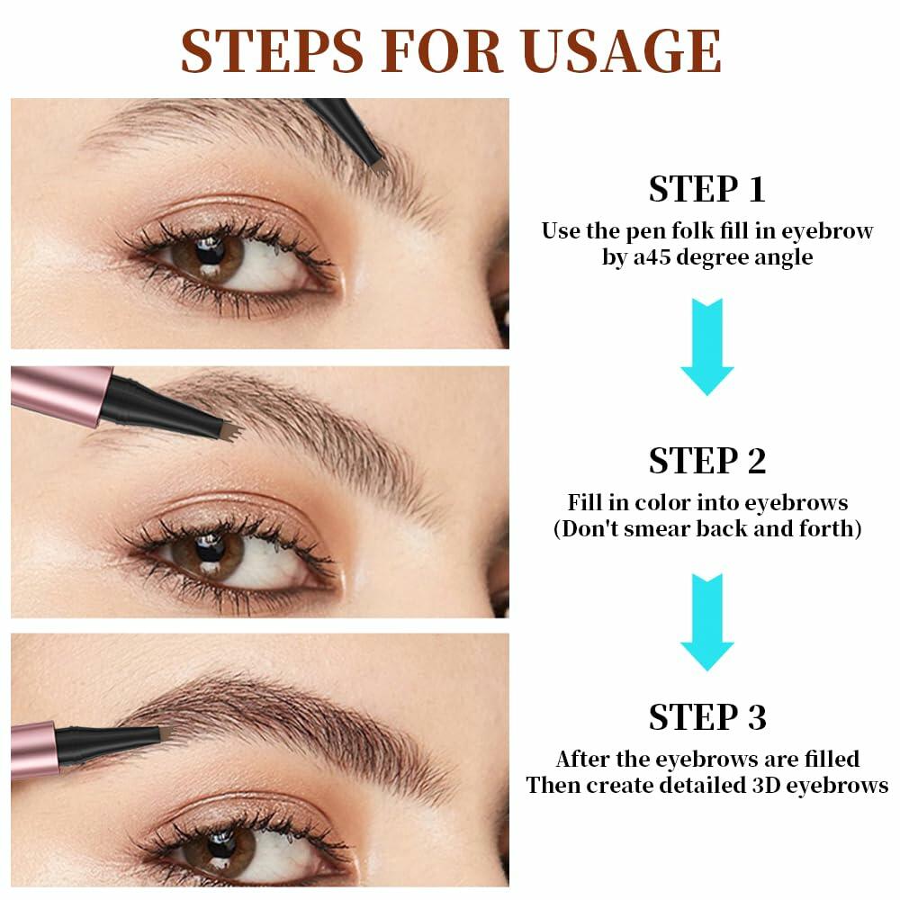YIWANLLE 3D Microblading Eyebrow Tattoo Pencil Waterproof C-Black 1 Count